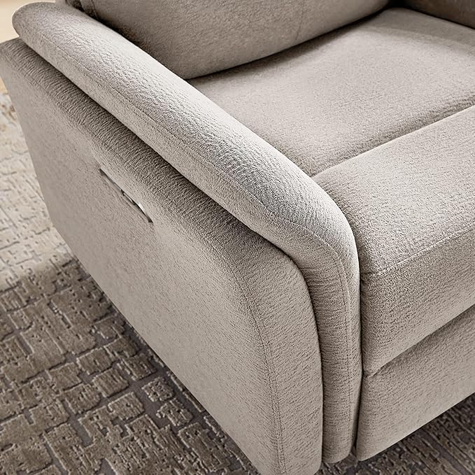 Power Recliner Chair Swivel Glider, Electric Rocking Recliner Chairs with USB and Type-C Ports, Nursery Chair Recliner for Living Room, Bedroom, Apartment(Camel)