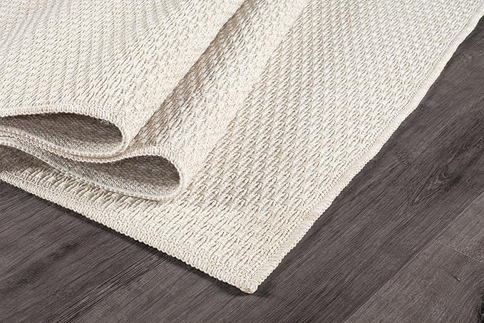 Easy Jute Rugs 2x3 White Color Living Room Indoor Outdoor Door Mat for Farmhouse Patio and Kitchen Rug High Traffic Washable Easy to Clean Solid Boho Woven Design Outside Carpet (2 x 3)