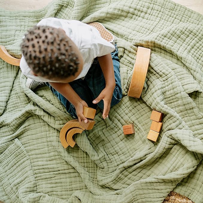 Little Unicorn Premium Quilted Throw | Super Soft, Multi-Layered Muslin XL Blanket| Great for Kids & Families (Fern)