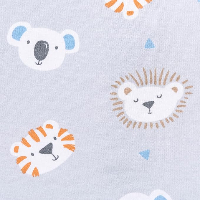 HALO 100% Cotton Sleepsack Swaddle, 3-Way Adjustable Wearable Blanket, TOG 1.5, Multicolor Lions, Tigers, and Bears, Small, 3-6 Months