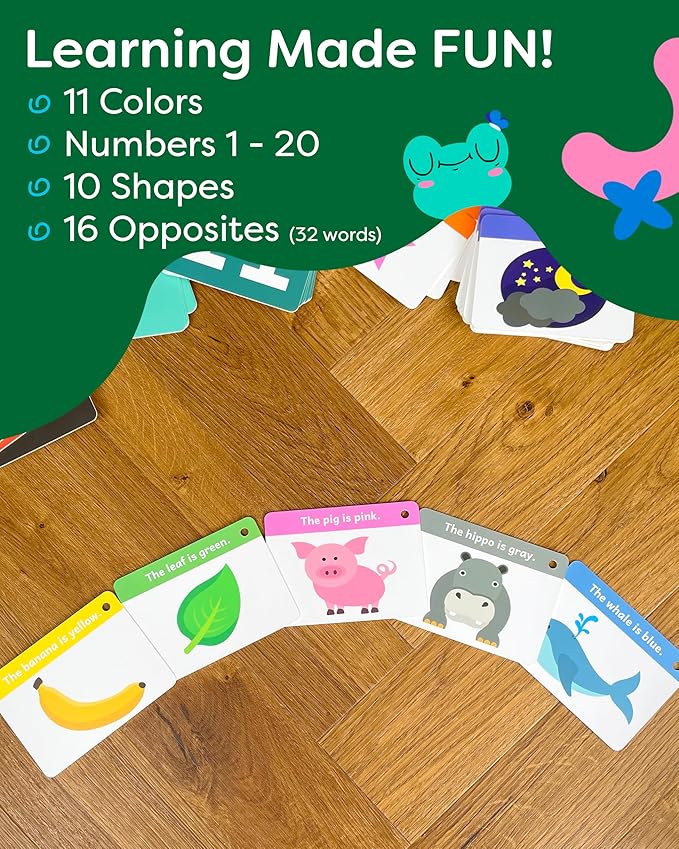 Toddler Flash Cards - Learn Colors, Numbers, Shapes, Opposites on Thick Jumbo Flashcards for Early Learners - Teacher Designed for Preschool, Kindergarten & Toddlers