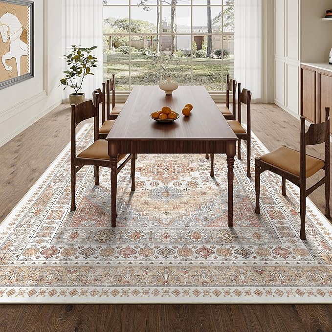 zesthome 3x5 Area Rug Ultra Soft Washable Rug, Non Slip Area Rug Indoor Entrance, Stain Resistant Rugs for Living Room Bedroom Vintage Home Decor (Orange,3'x5')