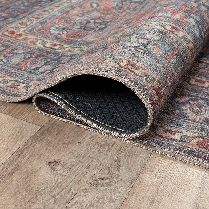 Bloom Rugs Washable Non-Slip 6' x 9' Rug - Multicolor Traditional Medallion Area Rug for Living Room, Bedroom, Dining Room, and Kitchen - Exact Size: 6' x 9'