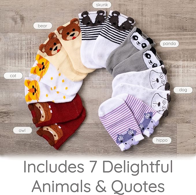 ZIRI & ZANE Baby Sock Gift Set - 7 Unique Pairs, Cute & Funny Unisex Newborn Gifts for Baby Showers & Registries