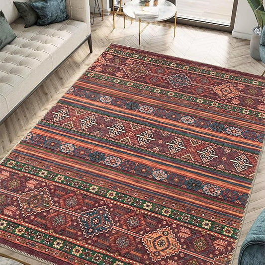 Keen Home Design 4x6 Rug - Machine Washable Area Rug with Non-Slip Backing, Ideal for Living Room, Dining Room, Bedroom - Vintage, Easy Clean, Durable, Low Pile Rug - (4' x 6')