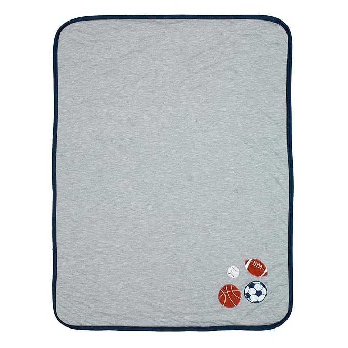 Lambs & Ivy Hall of Fame Sports Jersey/Faux Shearling Cozy Baby Blanket