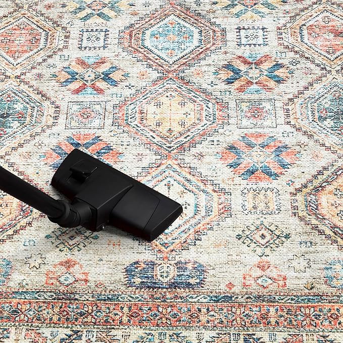 Keen Home Design 2x12 Rug - Machine Washable Runner Rug with Non-Slip Backing, Ideal for Hallway, Entryway, Kitchen, Laundry Room - Vintage, Easy Clean, Durable, Low Pile - (2'6" x 12')