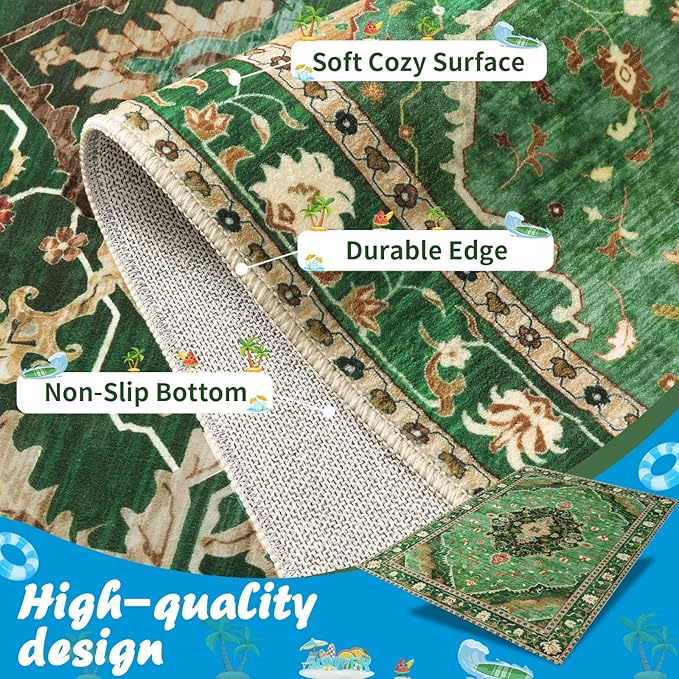 Ciicool Washable Runners Area Rug for Hallways, Ultra Soft 2'6 "x8' ft Boho Print Non-Slip Vintage Oriental Medallion Long Carpet for Kitchen Bedroom Laundry Bathroom