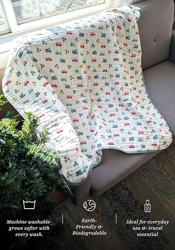 Soft Cotton Baby Blanket, Breathable Lightweight Baby Blanket for Infants Newborn Boys and Girls - Nursery, Crib, Stroller Blanket (Explorer)