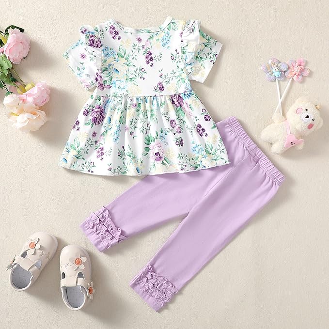 Baby Girl Clothes Toddler Girl Outfits Ruffle Shirt Pants Cute Infant Outfit Set Baby Girl Fall Winter Clothes