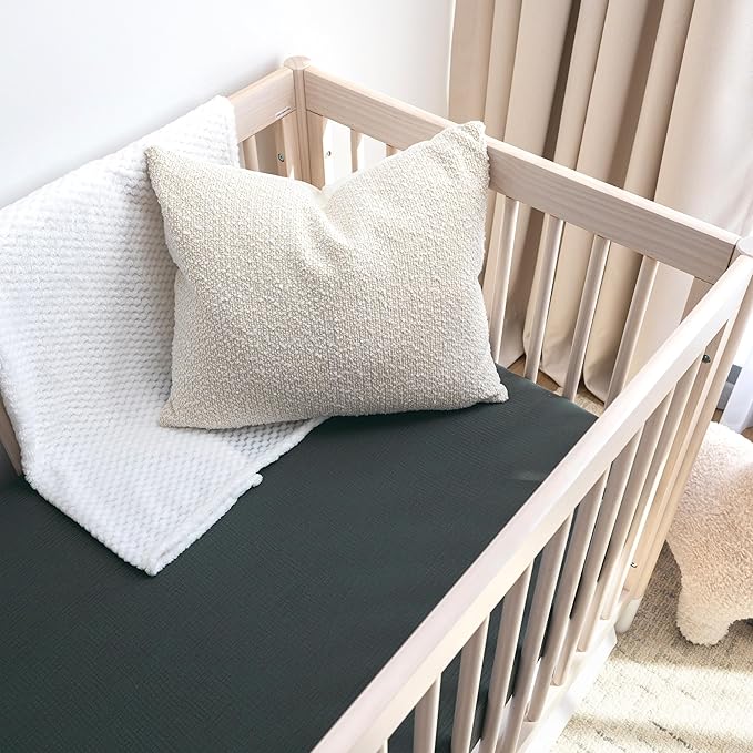 Muslin Crib Sheets, 100% Organic Cotton, Breathable and Ultra-Soft, Standard Crib Sheet Mattress (28"x 52") for Girls and Boys, Neutral Fitted Baby Crib Sheet (Deep Ocean)