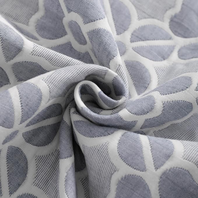 NTBAY 3 Layer Oversized Muslin Cotton Toddler Blanket, 45x60 Inches Jacquard Reversible Nursery Bed Blanket, Super Soft and Thermal Crib Blanket for All Seasons, Baby Gift, 45"x60", Blue Clover
