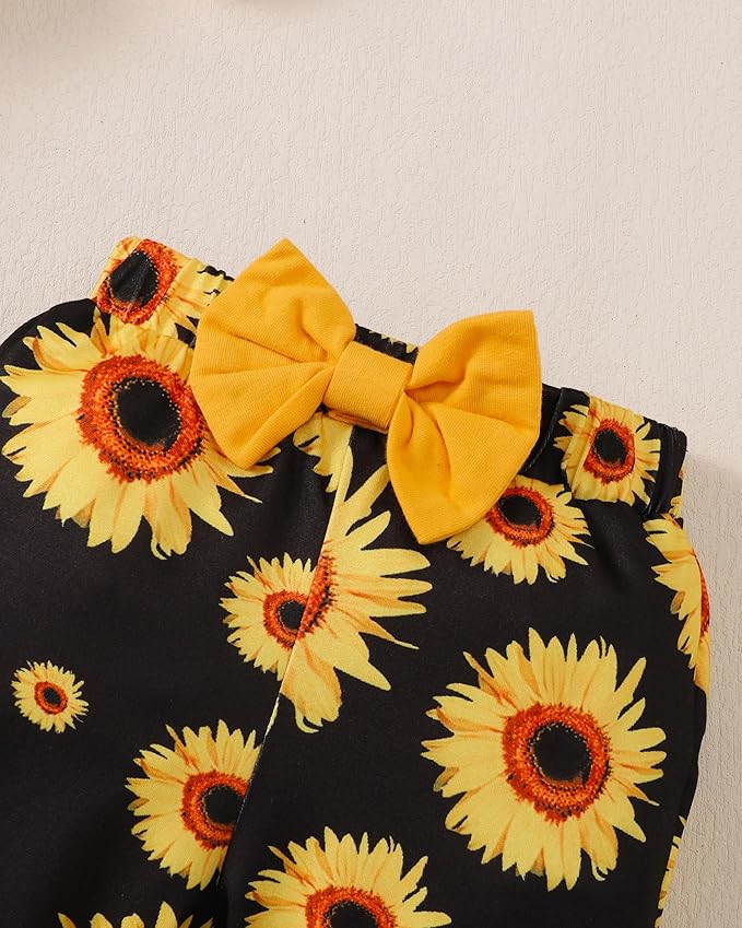 Newborn Baby Girl Clothes Infant Outfits Clothing Ruffle Romper Bell Bottoms Flared Pants Outfit Sets for Baby Girls