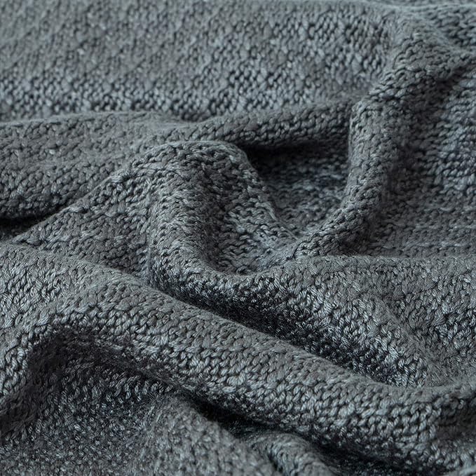 NTBAY Cable Knit Cooling Toddler Blanket, Soft and Breathable Baby Blanket 30x40 Inches Made from Rayon Derived from Bamboo for Crib, Stroller, Nursery, Dark Grey
