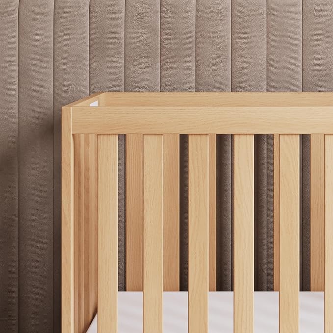 Foundations Travel Sleeper Wood Compact Folding Crib with 2” InfaPure Foam Crib Mattress and Commercial Grade Casters for Hotels (Natural)