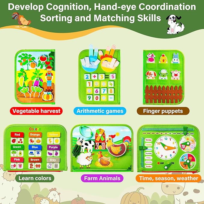 Busy Board Montessori Toy for Toddlers | Educational Activity | Sensory Board | Preschool Learning Tos | Fine Motor Skills Toys | Busy Book for Baby | Toddler Travel Toys | Toddler Activity Book