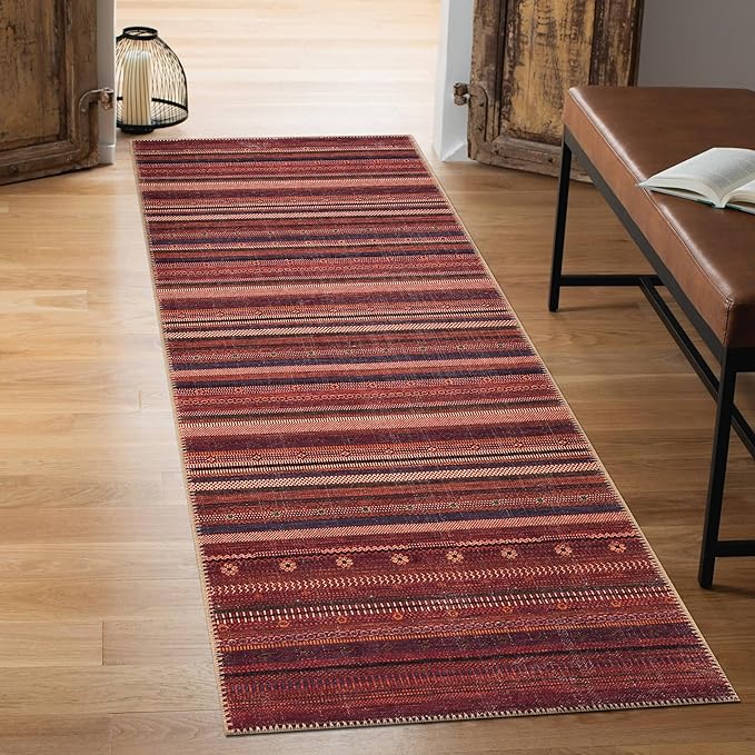 Keen Home Design 2x7 Rug - Machine Washable Runner Rug with Non-Slip Backing, Ideal for Hallway, Entryway, Kitchen, Laundry Room - Vintage, Easy Clean, Durable, Low Pile Rug - (2'6" x 7')