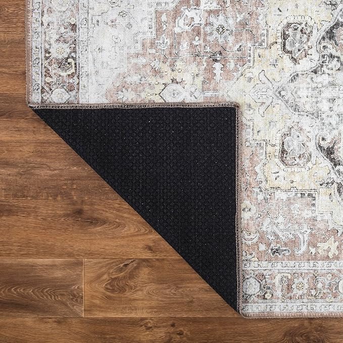 Bloom Rugs Washable Non-Slip 10 ft Runner - Blush/Beige Traditional Medallion Runner for Entryway, Hallway, Bathroom, and Kitchen - Exact Size: 2.5' x 10'