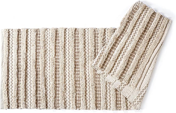 Bedding Craft Runner Rug 2x6' Washable Kitchen Rugs with Tassels Indoor Farmhouse Rugs for Bedroom Aesthetic Tufted Rug for Laundry Room Doorway Living Room_Off White Natural