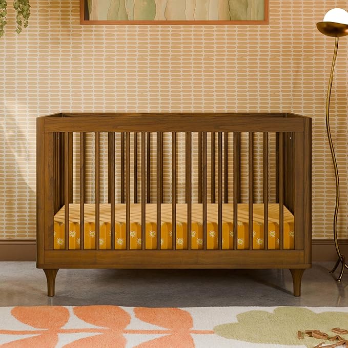 babyletto Lolly 3-in-1 Convertible Baby Crib - GREENGUARD Gold Certified Convertible Crib to Toddler Bed & Daybed - Wooden Baby Bed with 4 Adjustable Mattress Heights - Easy Assembly - Natural Walnut