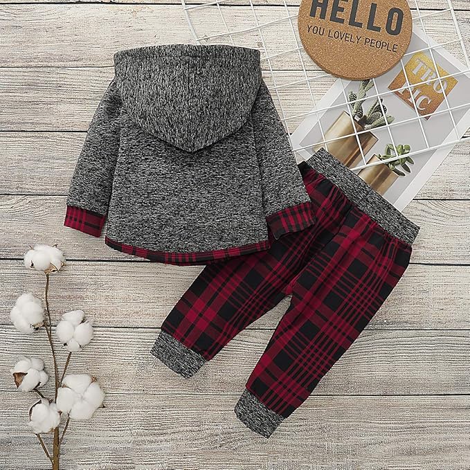 Toddler Baby Boy Clothes Infant Newborn Boy Outfit Long Sleeve Hoodie Sweatshirt Pants Fall Winter Clothes Set