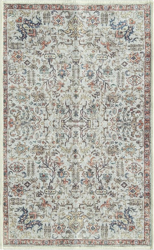 Keen Home Design 2x3 Rug - Machine Washable Entry Rug with Non-Slip Backing, Ideal for Enteryway, Kitchen, Bathroom, Laundry Room - Vintage, Easy Clean, Durable, Low Pile Rug - (2' x 3')