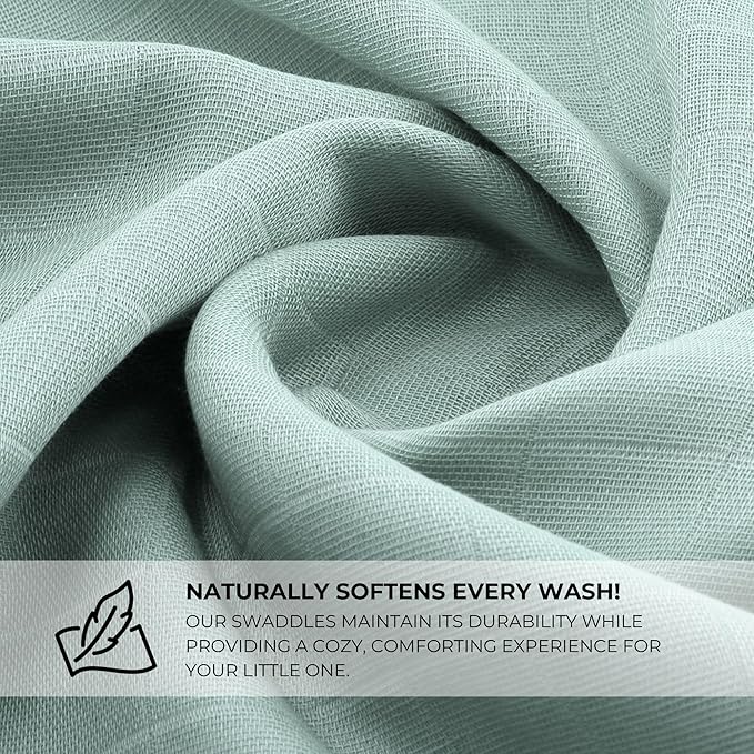 Featherhead™ 100% Cotton Muslin Swaddle Blankets for Baby Girl - Large 47”x 47” - Pre-Washed, Soft, & Breathable - Newborn Essential & Perfect Baby Registry Gift (4 Pack - Blue Solids)