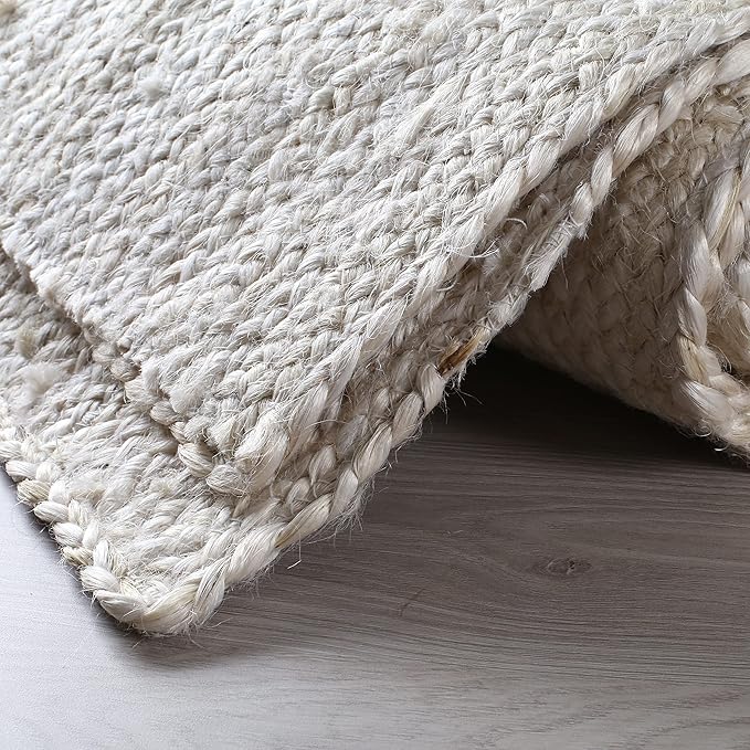 Hausattire Hand Woven Jute Braided Rug, 2'x6' – Off White, Reversible Boho Entry Area Rugs for Kitchen, Living Room I Farmhouse Indoor Outdoor Decorative Floor Rug, 24x72 Inches