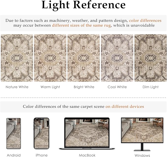 Taupe Brown Area Rug 9x12 Vintage Washable Distressed Living Room Carpet Large Indoor Non Slip Traditional Medallion Retro Low Pile Accent Throw Rug Bedroom Kitchen Office Dining Room