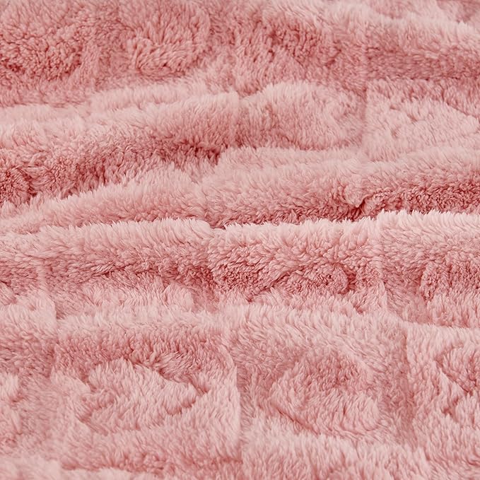 Yurhap Fleece Baby Blanket Heart Checkered Blanket, Ultra Soft Cozy Baby Blankets for Girls Boys, Fluffy Infant Toddler Newborn Receiving Blankets for Crib Stroller 30”×40” (Dark Pink)
