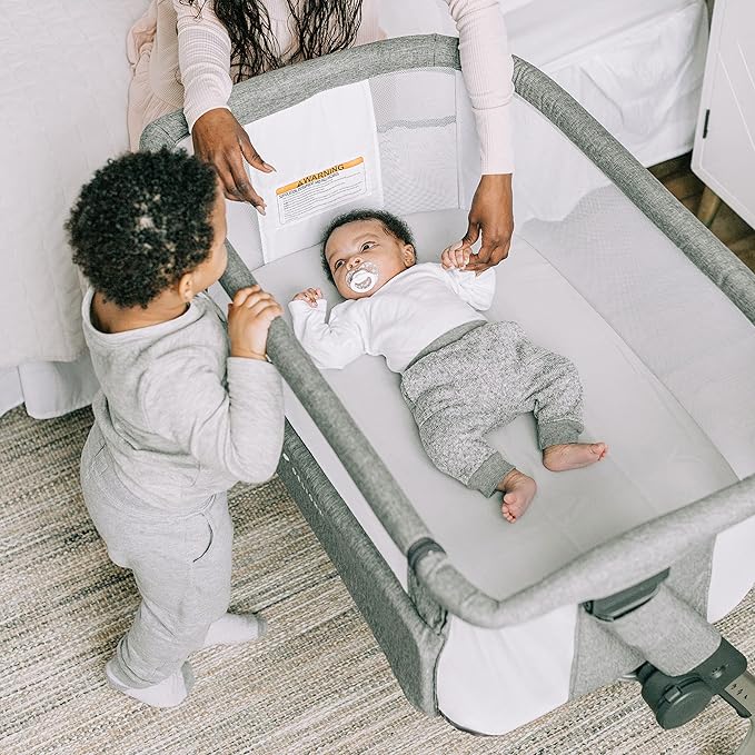 Baby Delight Beside Me Dreamer Bassinet | Bedside Sleeper | 6-Position Height Adjustment | Charcoal Tweed