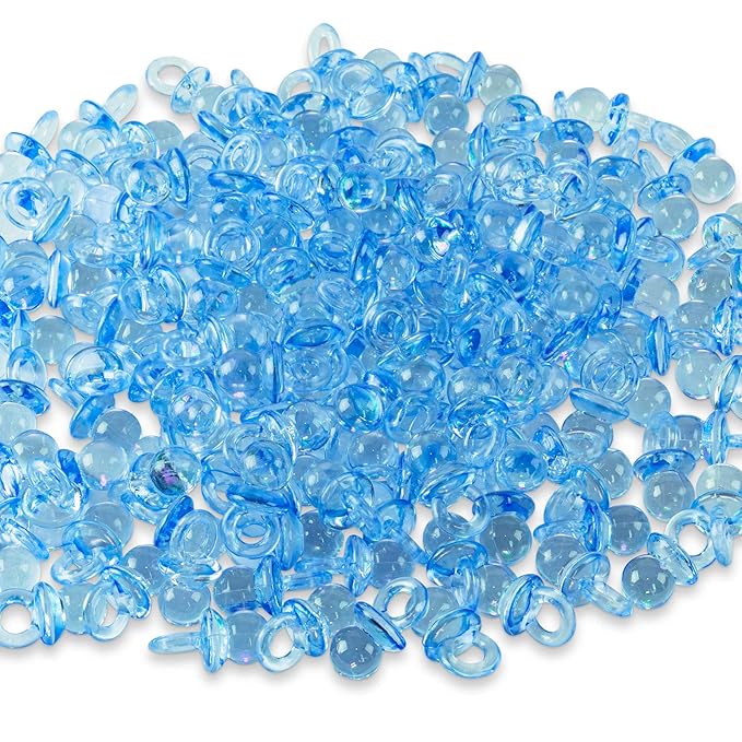 Super Z Outlet Mini Acrylic Baby Pacifiers for Baby Shower Decorations, Table Scatter, Party Favors, Games & Activities - 144 Pieces(Blue)