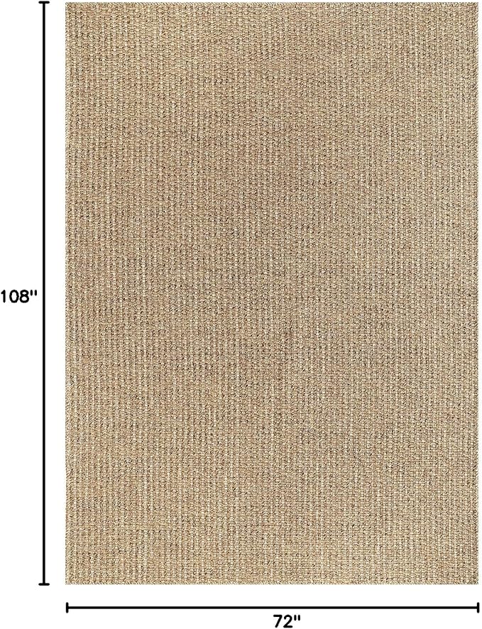 Easy Jute Rugs 6x9 Natural Color Living Room Indoor Outdoor Area Rug for Farmhouse Patio and Kitchen Rug High Traffic Washable Easy to Clean Solid Boho Woven Design Outside Carpet (6 x 9)