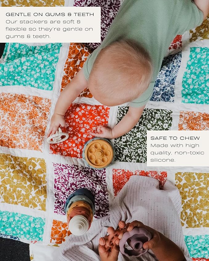 Hippypotamus Baby Stacking Toys - Teething Toys - Stacking Cups - Food-Grade Silicone Teethers - 6+ Months - Soft Bath Toy