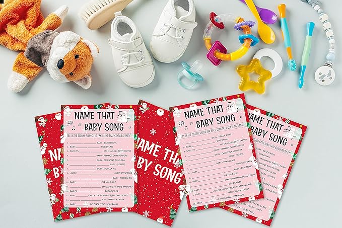 Baby Shower Game Cards - Baby Song Game, Gender Neutral Party Cards - Set of 30