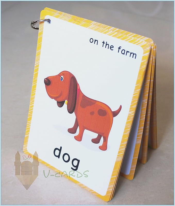 20 pcs Farm Animals Flashcards for Kids | Learning Cards & Montessori Pocket Cards for Pre-K Wall Stickers and Insect Themed Party, Online Classroom | Teacher/Autism Therapists Tools