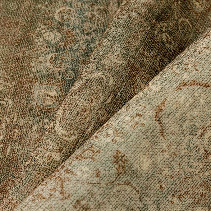 Vintage Area Rug 8x10 Washable Brown Living Room Carpet Large Indoor Non Slip Bedroom Low Pile Kitchen Distressed Retro Accent Throw Rug for Dining Room