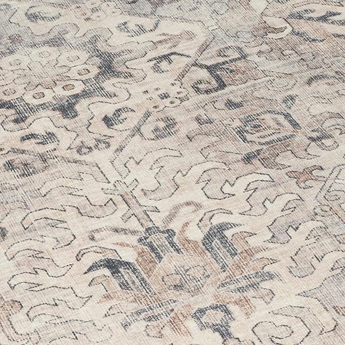 ReaLife Rugs Machine Washable Area Rug - Living Room Bedroom Bathroom Kitchen Entryway Office - Padded Crease Free Stain Resistant Premium - Boho Farmhouse Vintage- Paz- Beige Gray Ivory - 2'x 3'