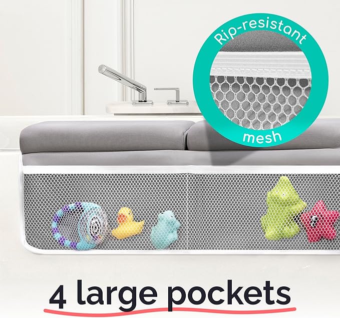 Baby Bath Kneeler and Elbow Rest Pad Set - Kneeling pad for Bathing Baby and Toddlers - Memory Foam Cushion - Holds Bath Accessories and Essentials - Comfort and Support for Your Knees