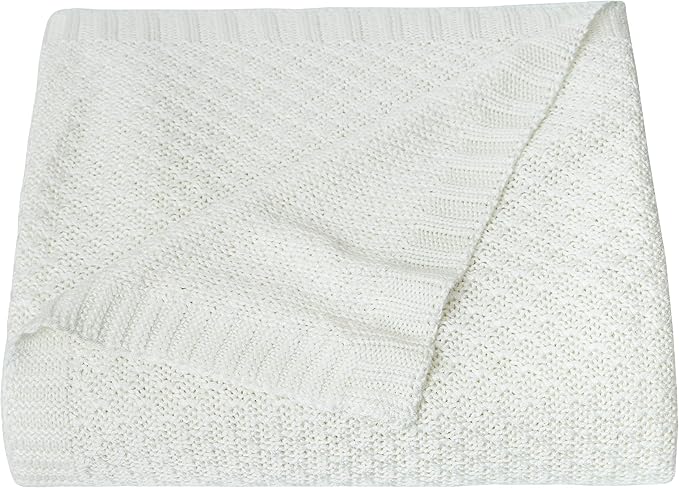 NTBAY Cable Knit Cooling Toddler Blanket, Soft and Breathable Baby Blanket 30x40 Inches Made from Rayon Derived from Bamboo for Crib, Stroller, Nursery, White