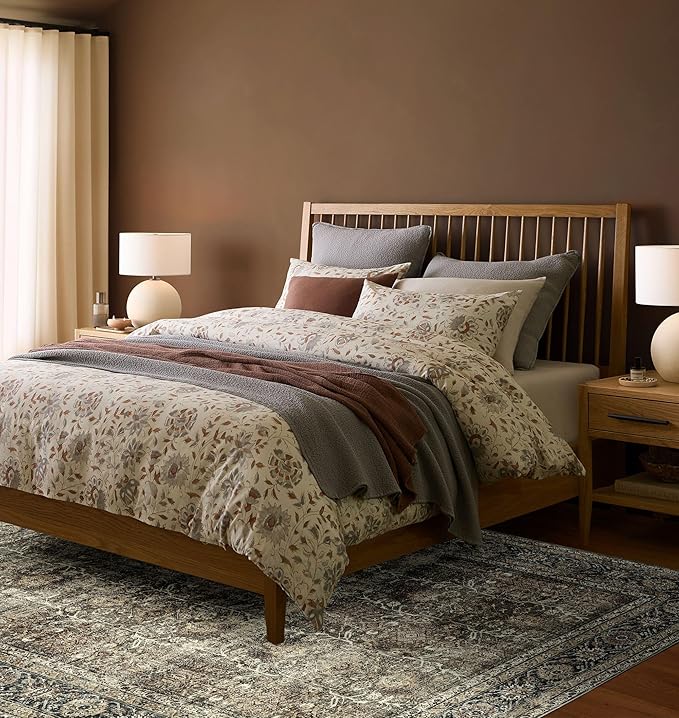 Vintage Area Rug 4x5 Brown Entryway Office Washable Carpet Non Slip Bedroom Indoor Living Room Door Mat Low Pile Traditional Distressed Retro Accent Rug for Dining Room Bathroom Kitchen