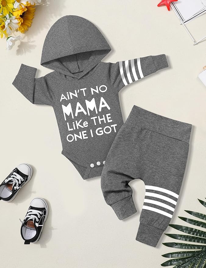 Fommy Newborn Baby Boy Clothes Plaid Letter Print Long Sleeve Hoodies + Long Pants 2PCS Fall Winter Outfits Set