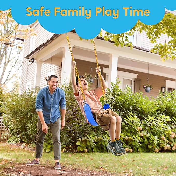 TURFEE 2 Pack Swing for Outdoor Swing Set, Swing Seat Replacement Kit with 66" Heavy Duty Chains, 4 Snap Hook for Kids Outdoor Play Playground, Trees, Playground (Blue)