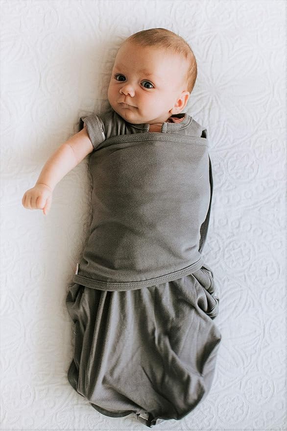embé 2-Way Transition Short Sleeve Swaddle Blanket Wrap for Babies 3-6 Months - Moss, Slate, Spruce | Legs in & Out Design | Stage 2 Sleep, 12-18 lbs