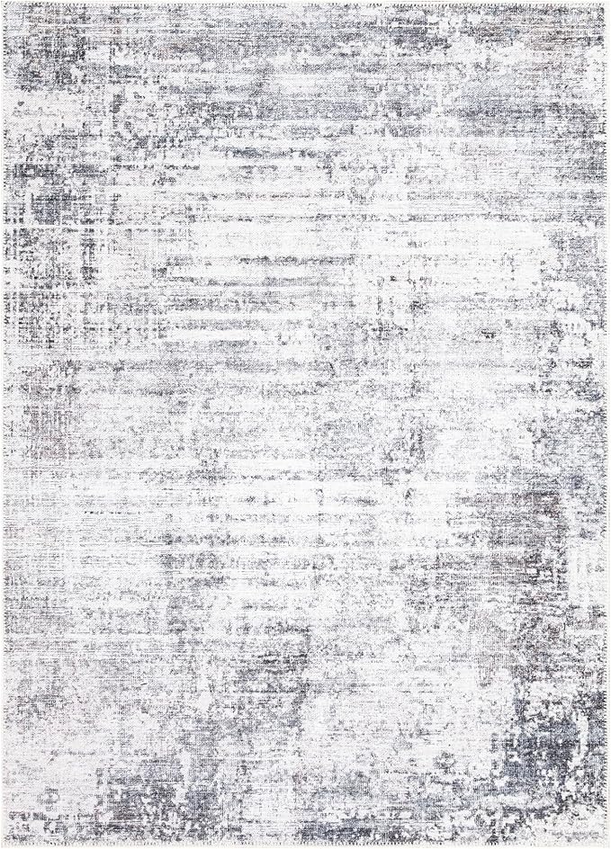 Bloom Rugs Washable Non-Slip 3' x 5' Rug - Gray/Charcoal/Blue Modern Abstract Area Rug for Living Room, Bedroom, Dining Room, and Kitchen - Exact Size: 3' x 5'