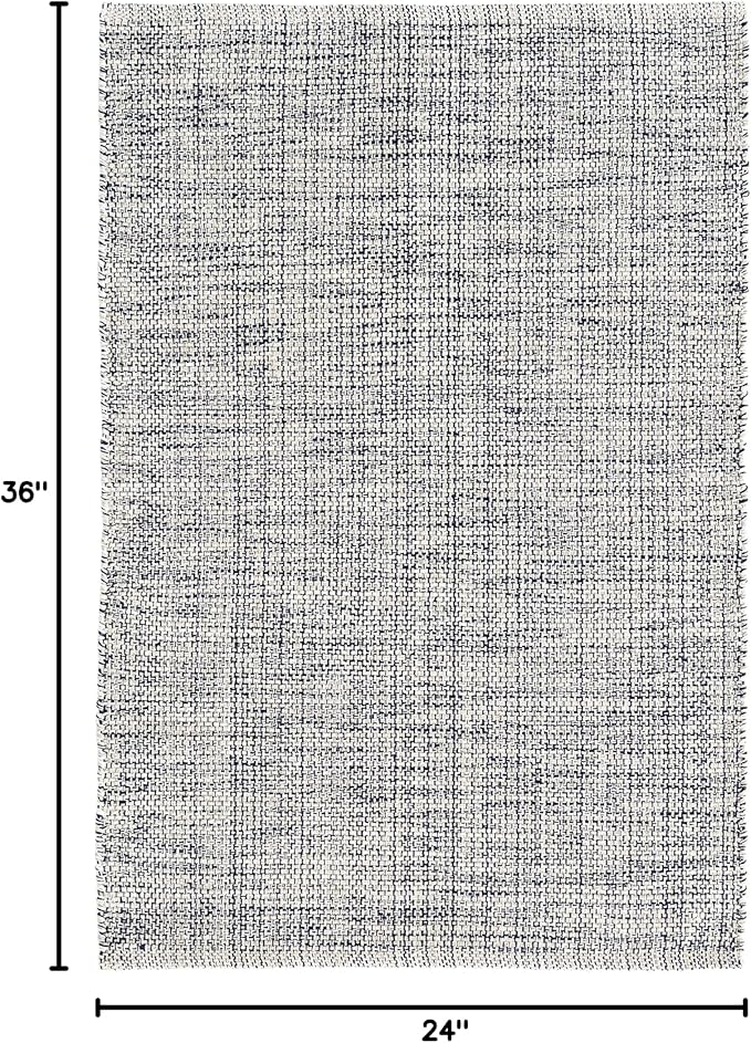 Dash and Albert Marled Cotton Area Rug - 2' x 3' Indigo Solid Handwoven Accent Rug - Durable, Lightweight, High Traffic Areas Hallway, Bedroom, Living Room