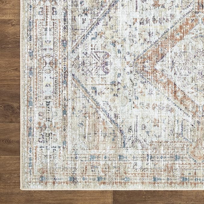 Bloom Rugs Washable Non-Slip 7 ft Runner - Peach/Beige Traditional Runner for Entryway, Hallway, Bathroom, and Kitchen - Exact Size: 2.5' x 7'