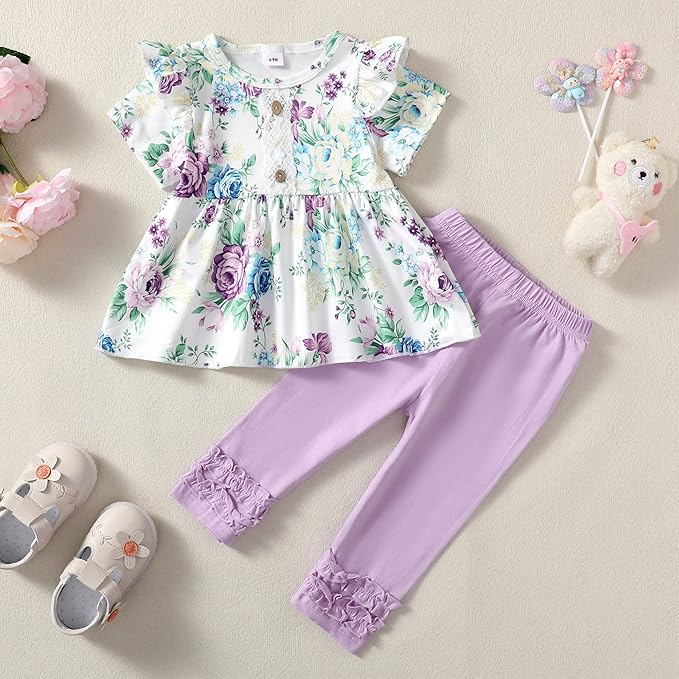 Baby Girl Clothes Toddler Girl Outfits Ruffle Shirt Pants Cute Infant Outfit Set Baby Girl Fall Winter Clothes