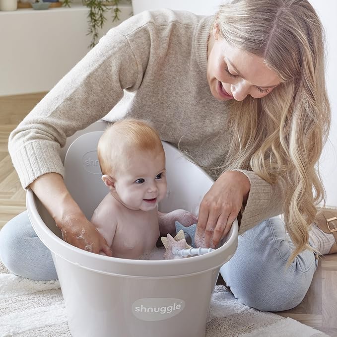 Newborn Baby Bath | Built in Support Bump and Soft Backrest | Suitable from Newborn | Bath Seat Support Includes Plug | Taupe