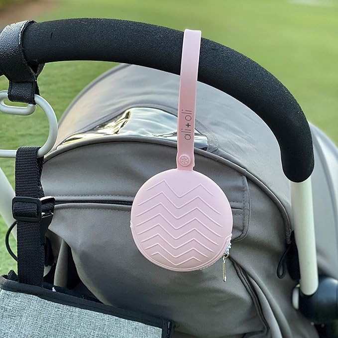Ali+Oli Silicone Pacifier Holder Case (Pink) BPA-Free Newborn Pacifier Holder, Travel Baby Pacifiers Silicone Pouch, Silicone Pacifier Storage Case, 3 by 1.6 Inches